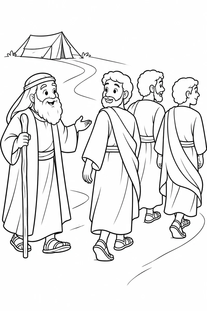 Abraham walks with the visitors