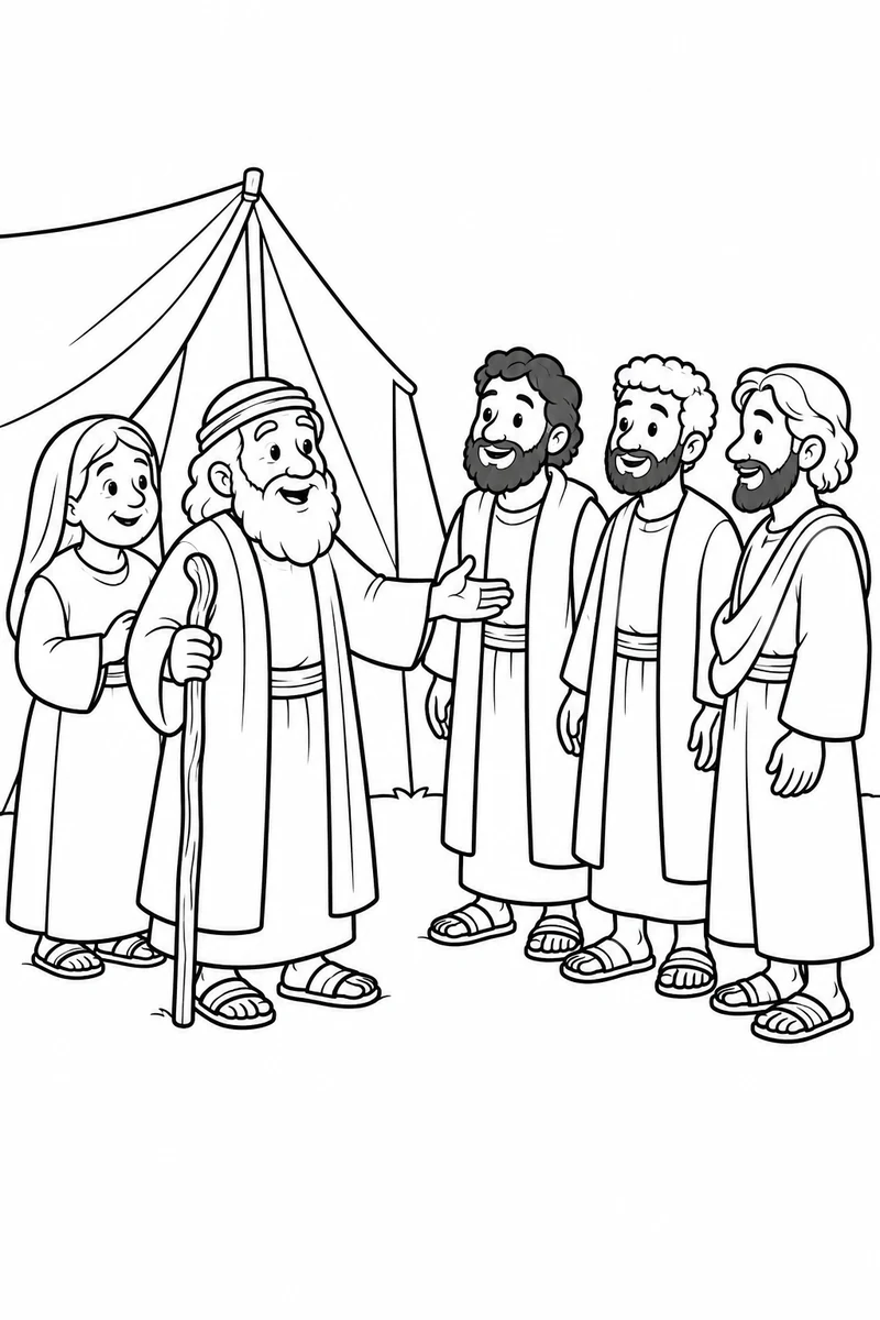 Abraham welcomes three visitors