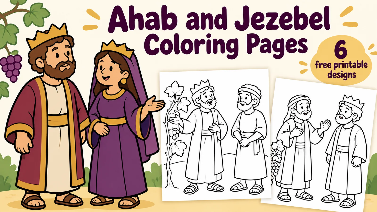 A preview of Ahab and Jezebel Coloring Pages