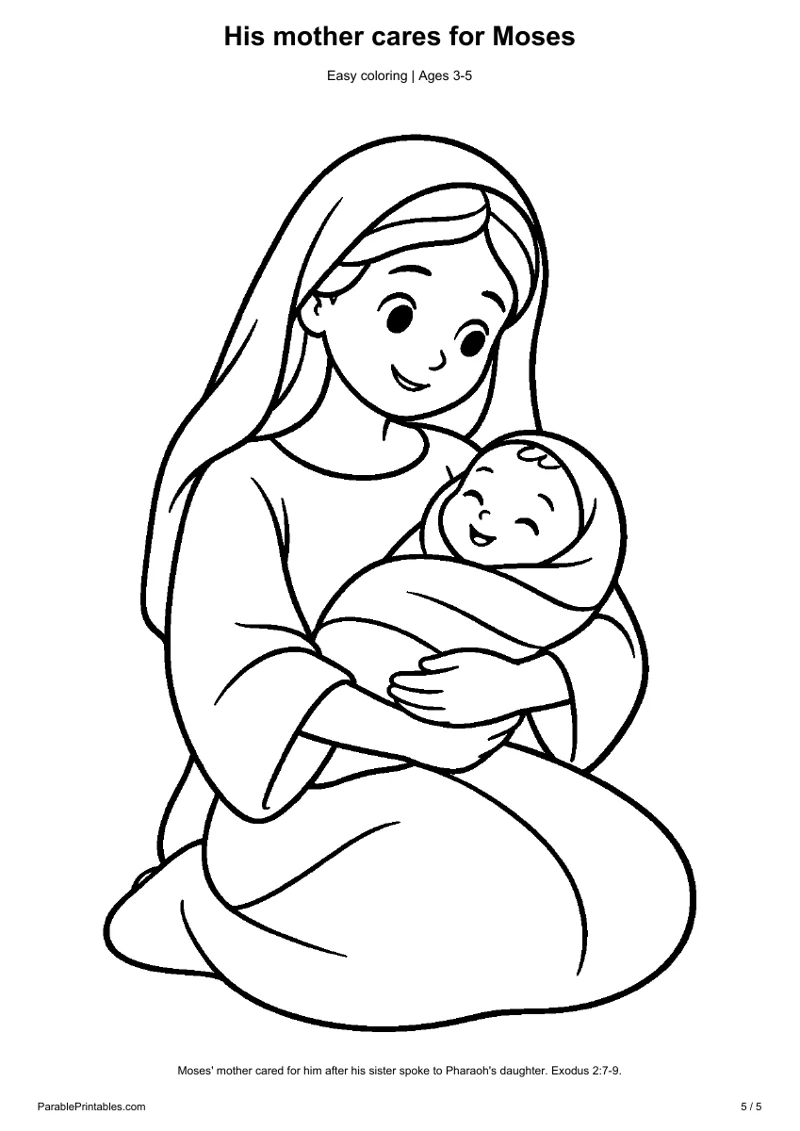 His mother cares for Moses