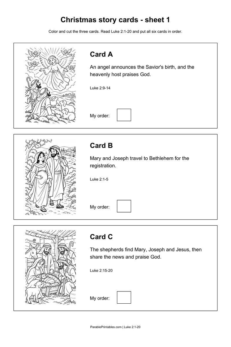 Story cards - sheet 1