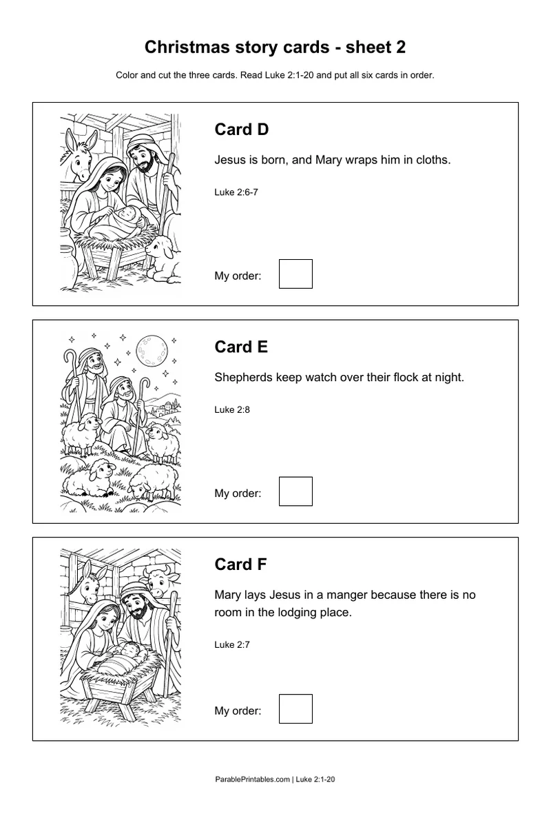 Story cards - sheet 2