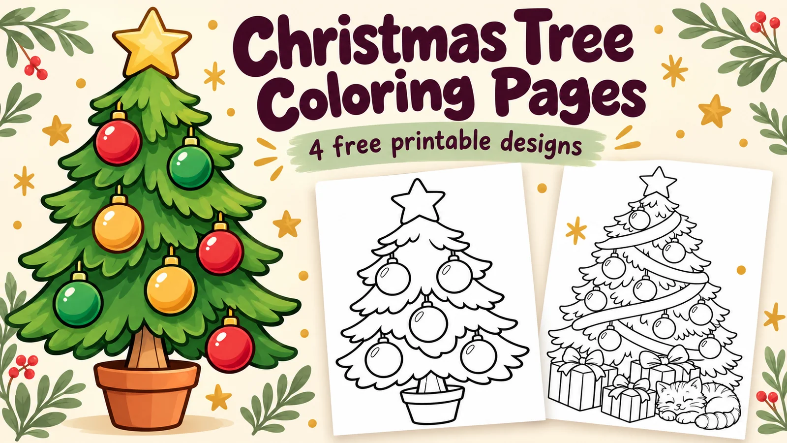 A preview of Free Christmas Tree Coloring Pages