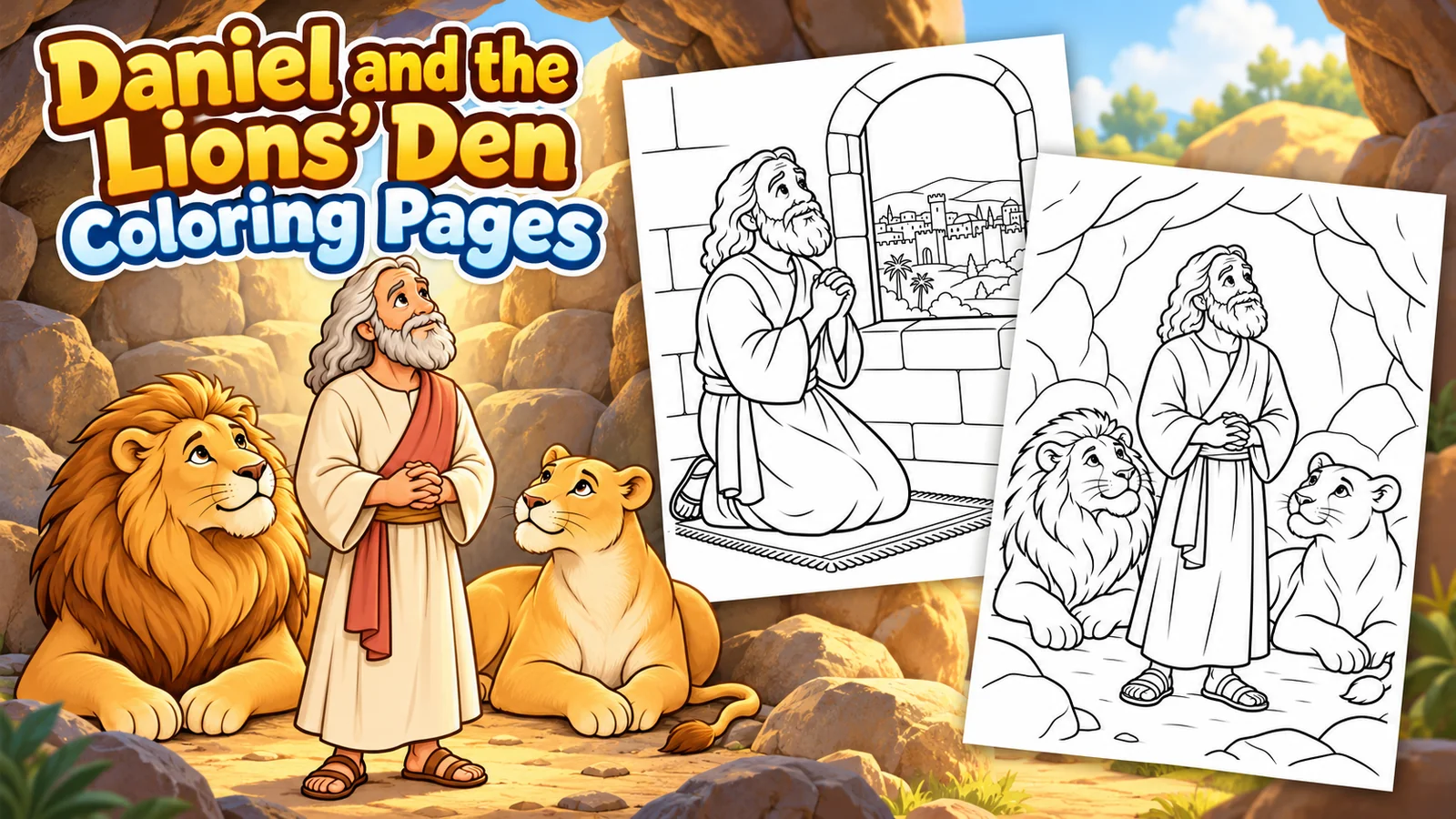 A preview of Free Daniel and the Lions’ Den Coloring Pages