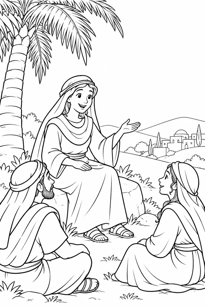 Deborah under the palm tree