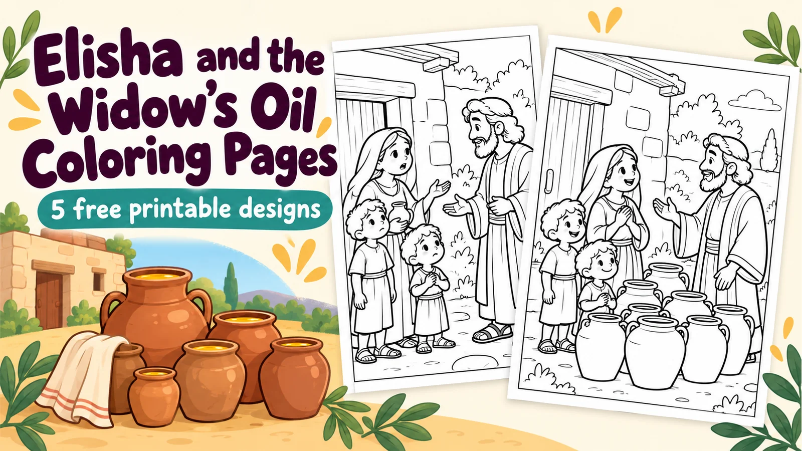 A preview of Elisha and the Widow's Oil Coloring Pages