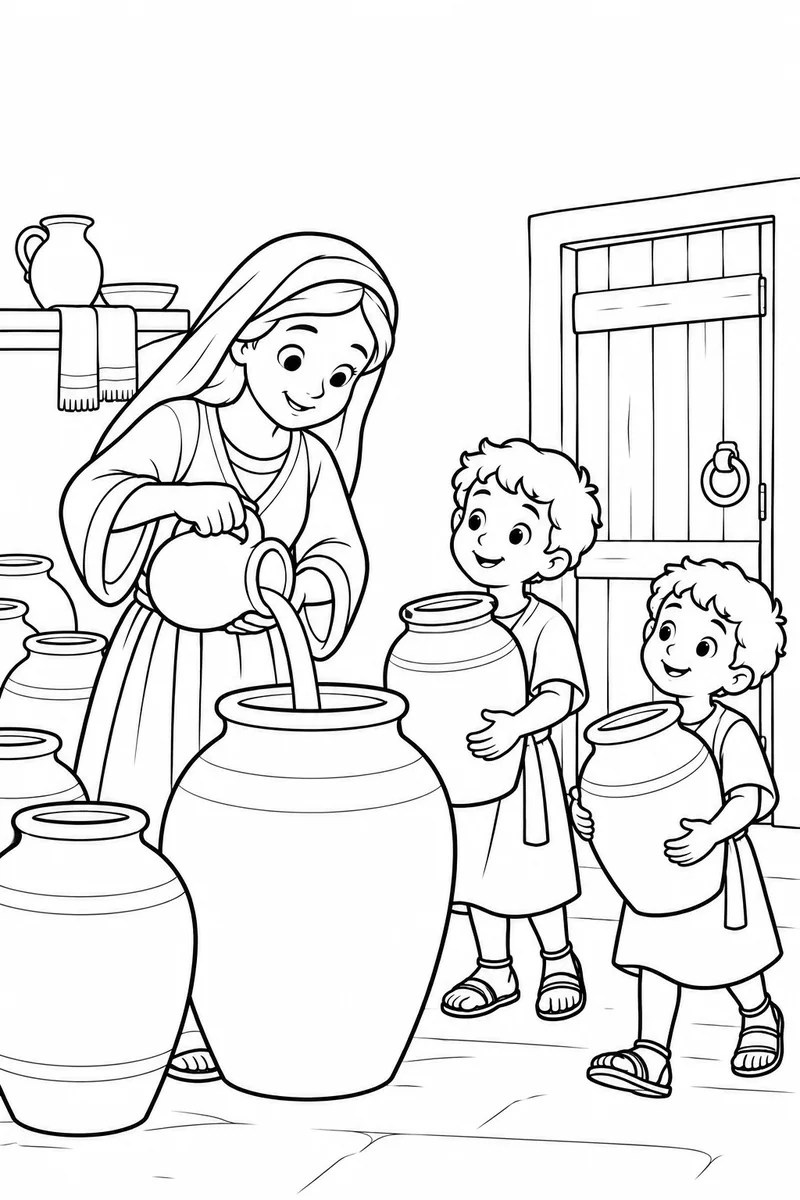 The widow pours the oil