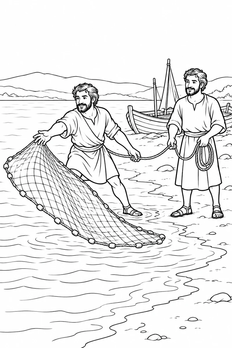 Peter and Andrew cast their net