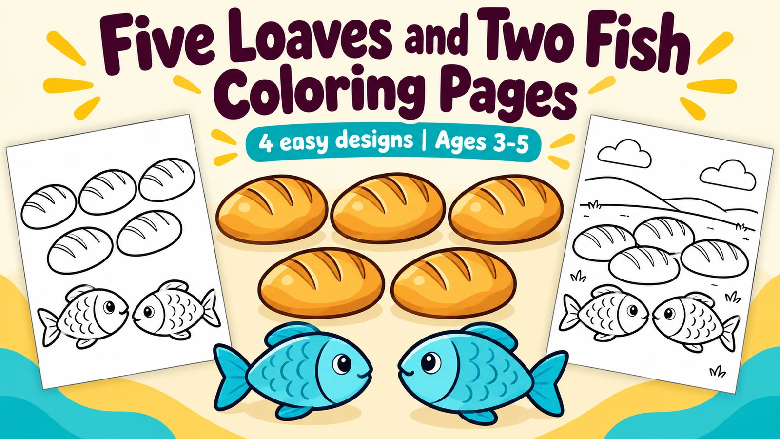 A preview of Five Loaves and Two Fish Coloring Pages
