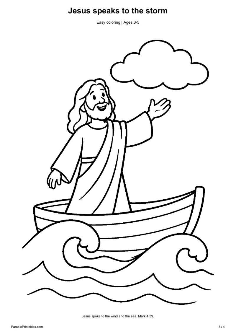 Jesus speaks to the storm