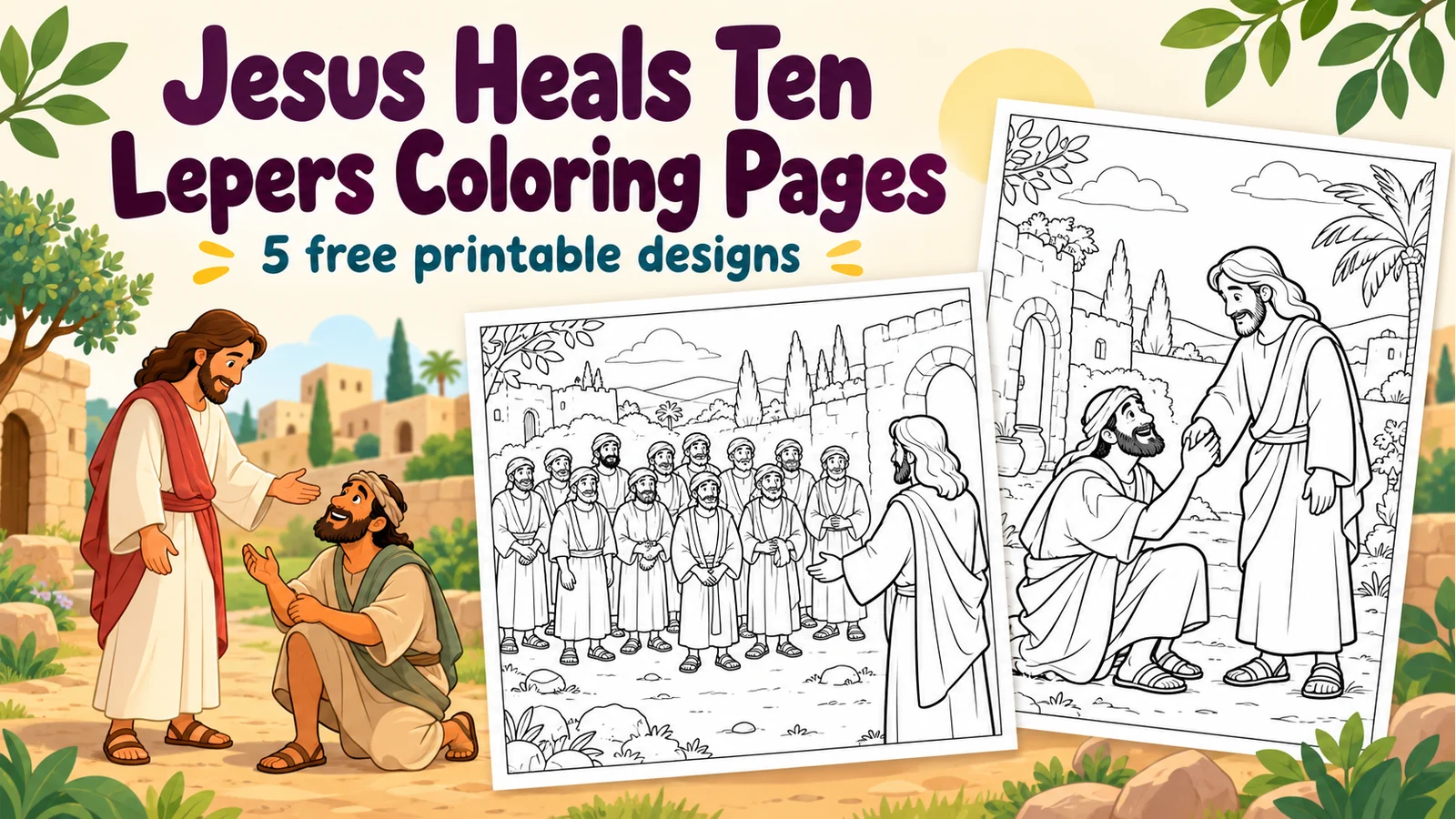A preview of Jesus Heals Ten Lepers Coloring Pages