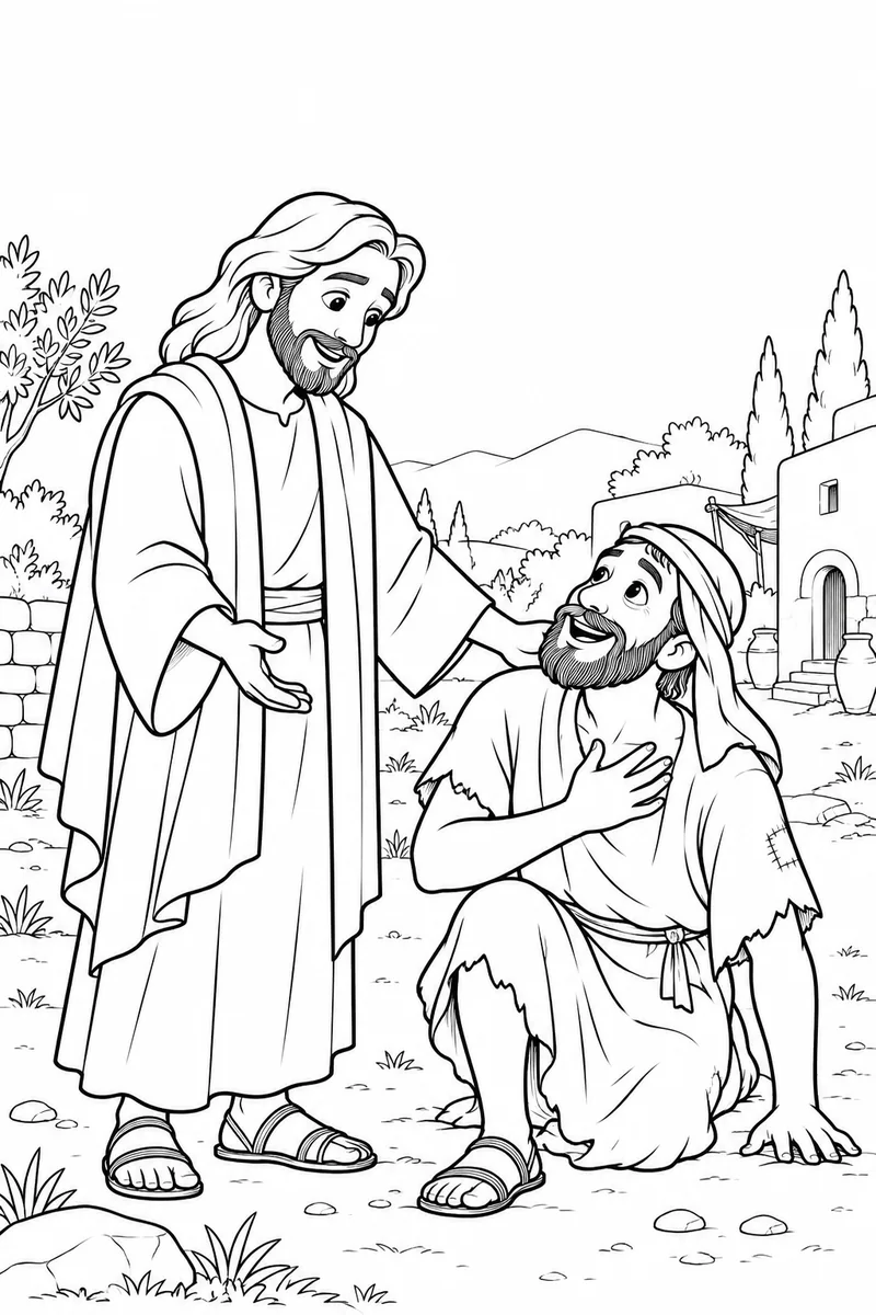 Jesus speaks to the thankful man