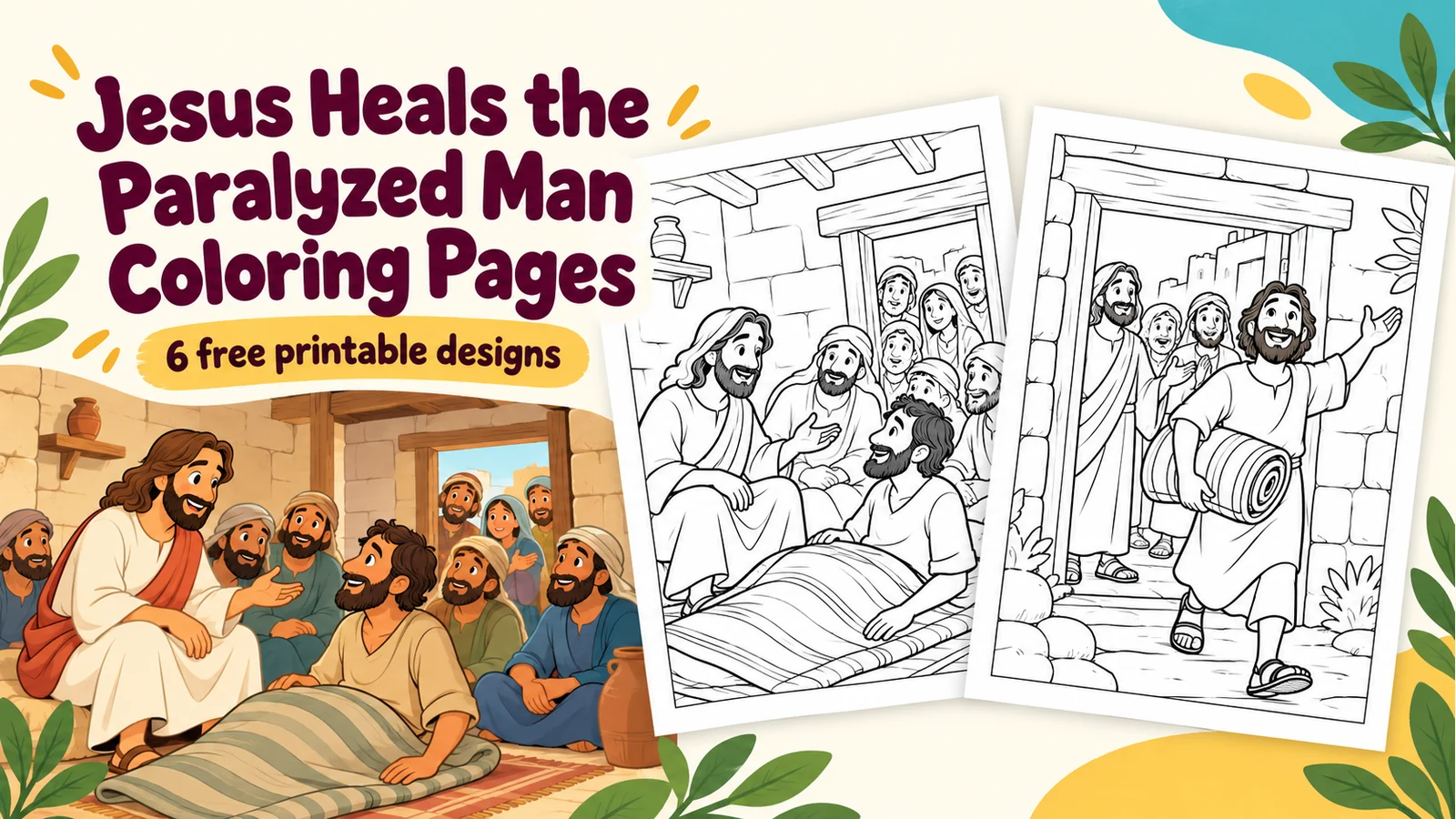 A preview of Jesus Heals the Paralyzed Man Coloring Pages
