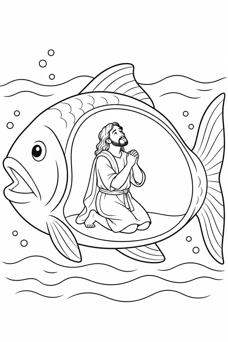 Jonah prays inside the fish