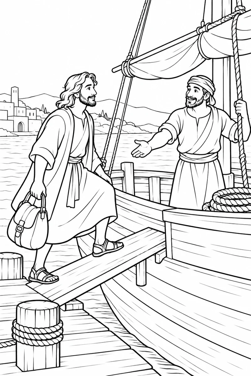 Jonah boards the ship