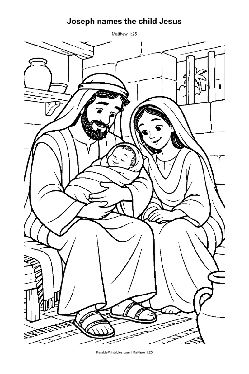 Joseph names the child Jesus