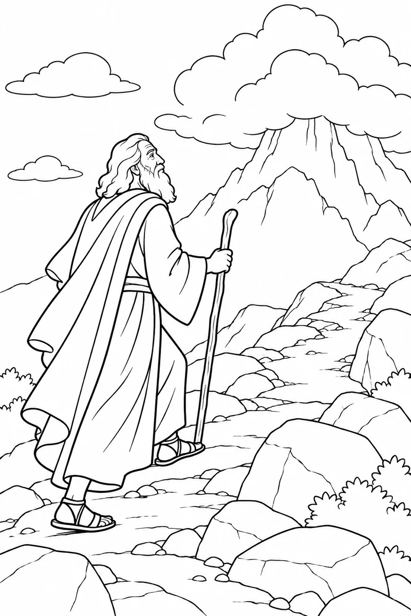 Moses approaches the mountain