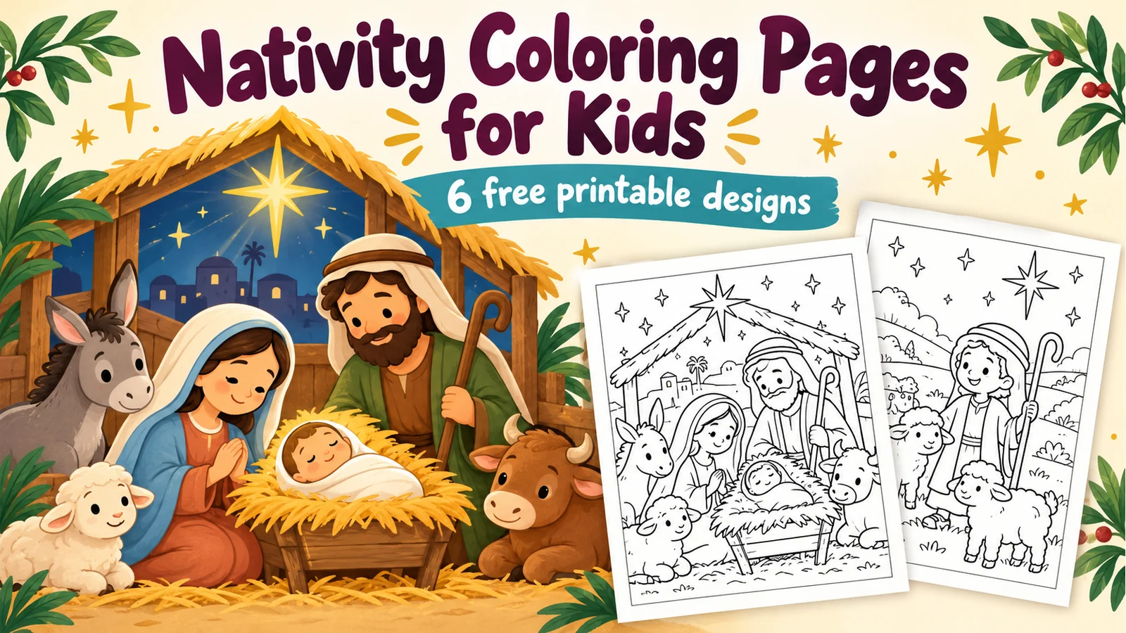 A preview of Nativity Coloring Pages for Kids