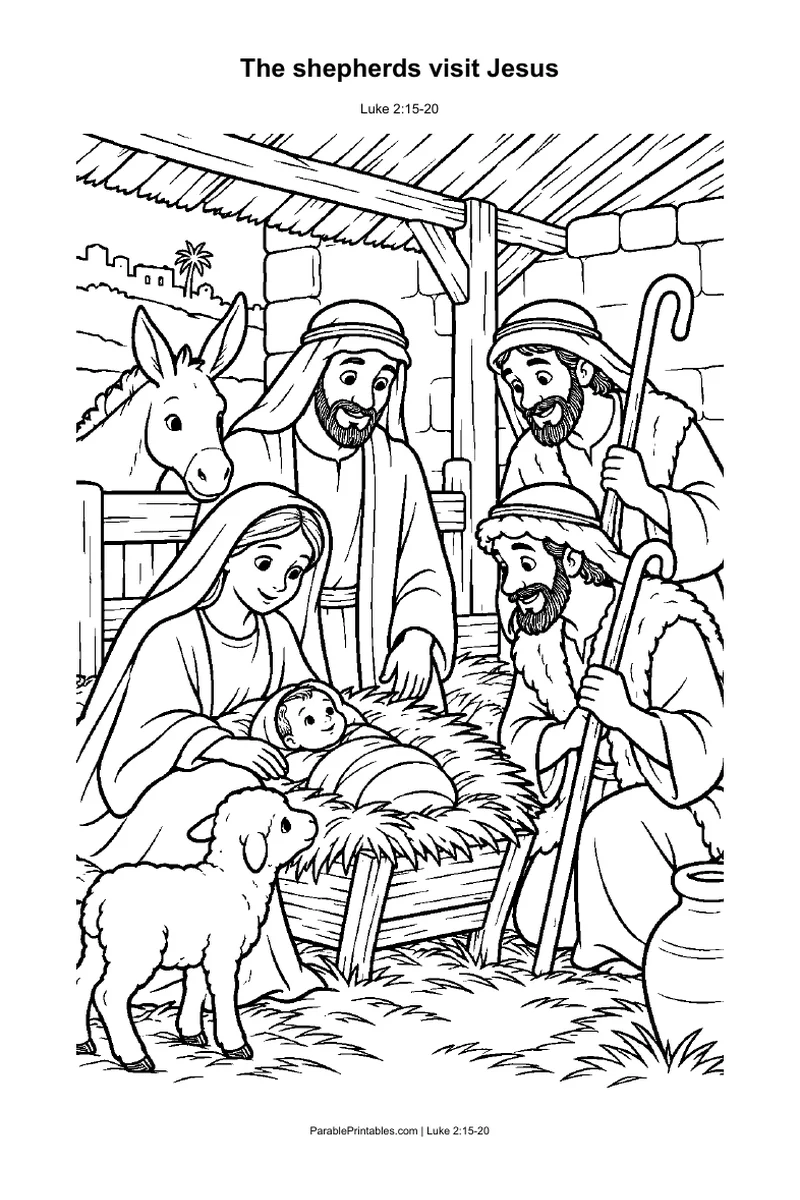 The shepherds visit Jesus
