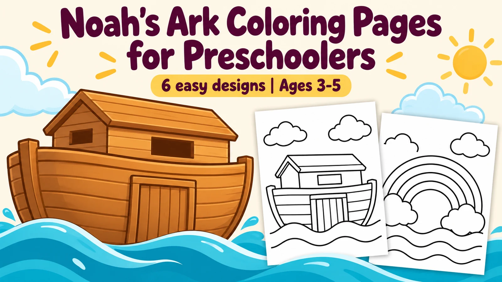 A preview of Noah's Ark Coloring Pages for Preschoolers