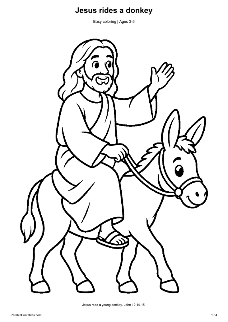 Jesus rides a donkey