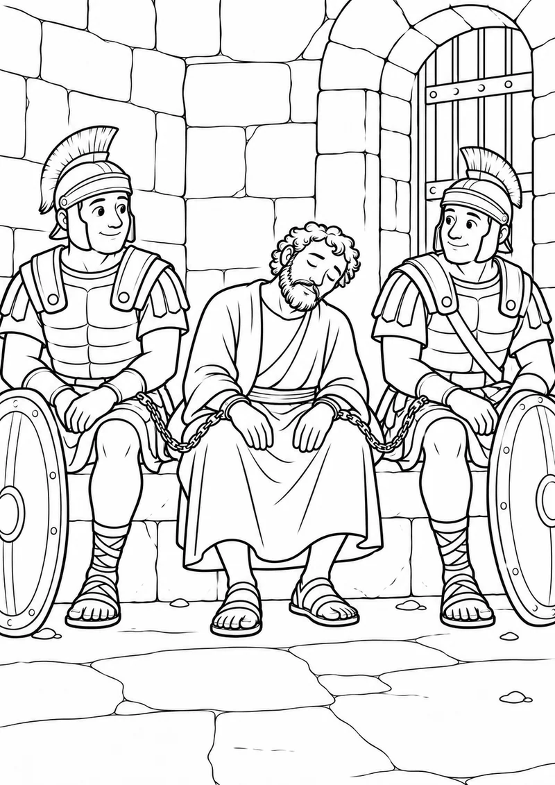Peter sleeps between two guards