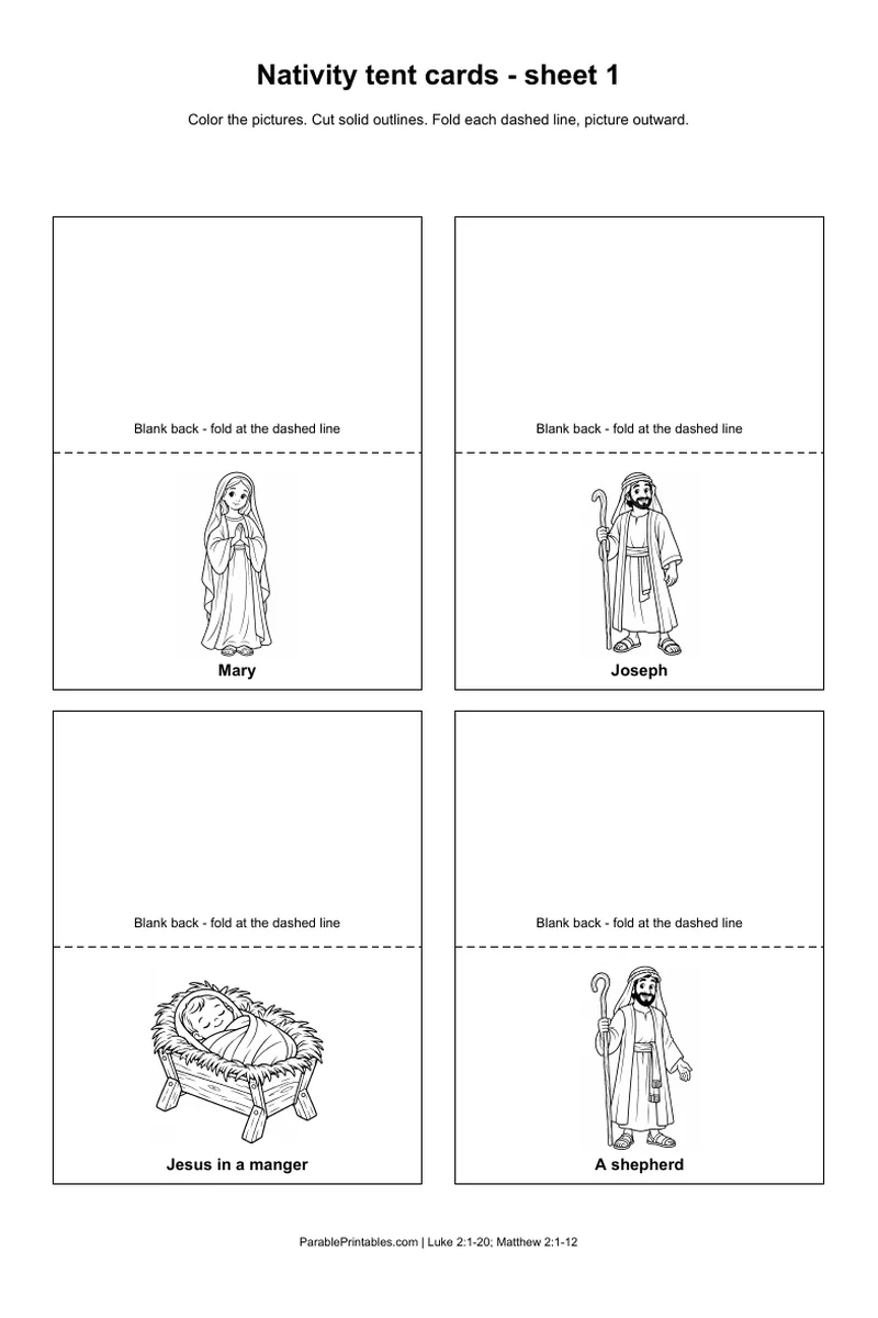 Tent cards - sheet 1
