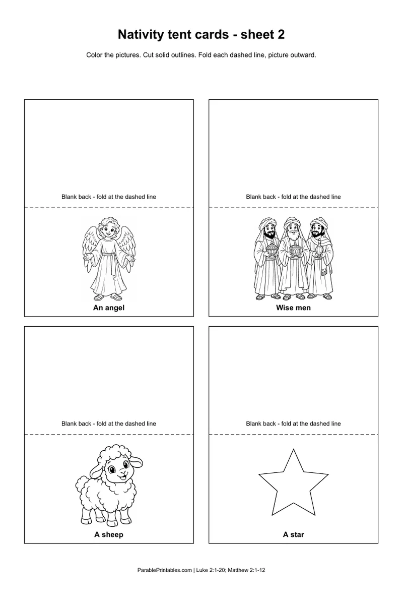 Tent cards - sheet 2