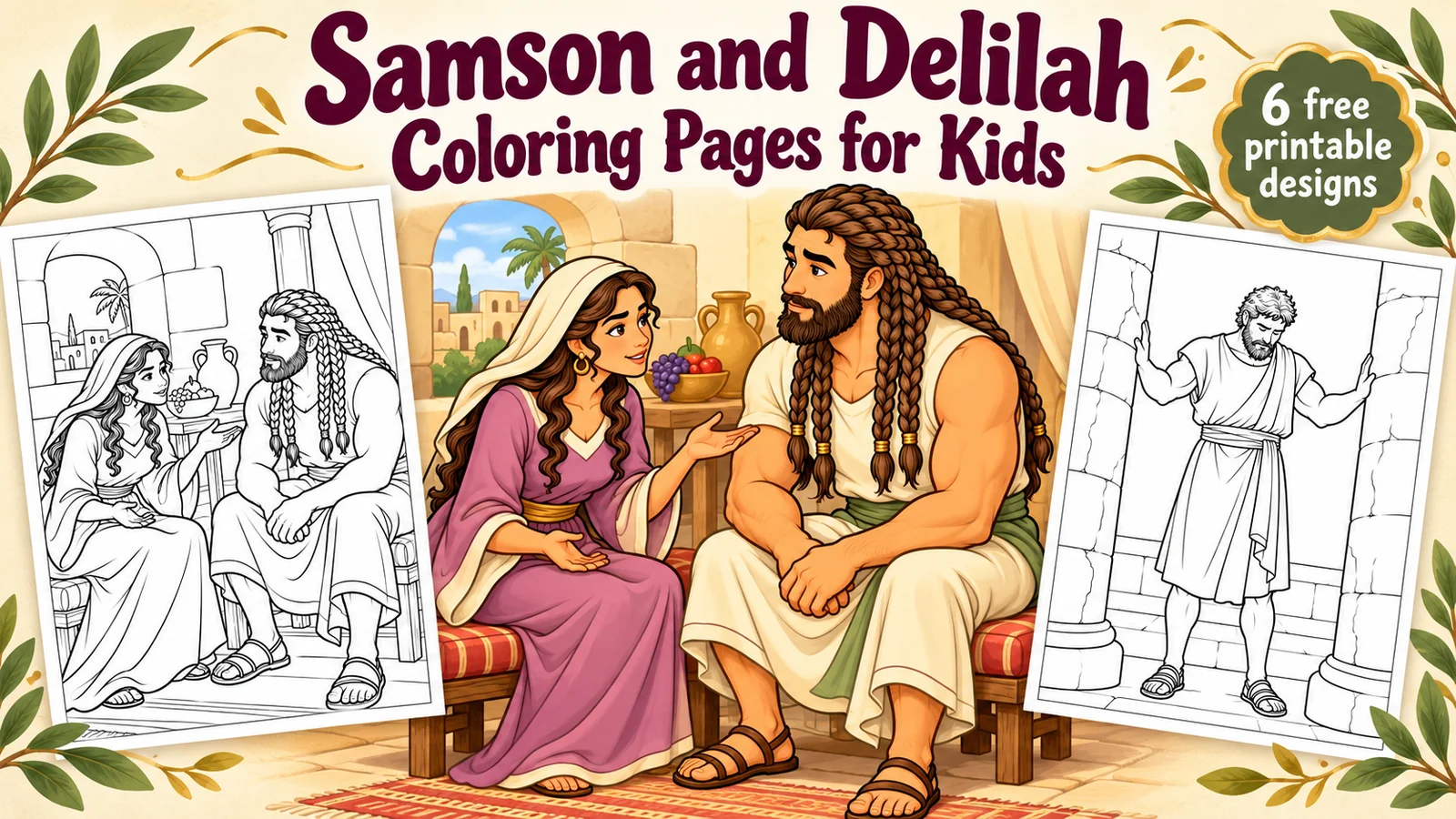A preview of Samson and Delilah Coloring Pages for Kids