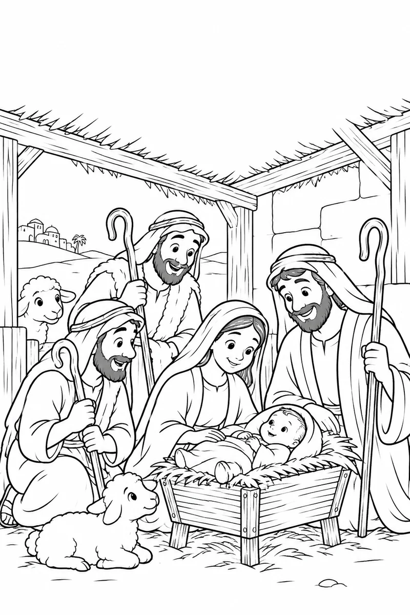 The shepherds visit Jesus