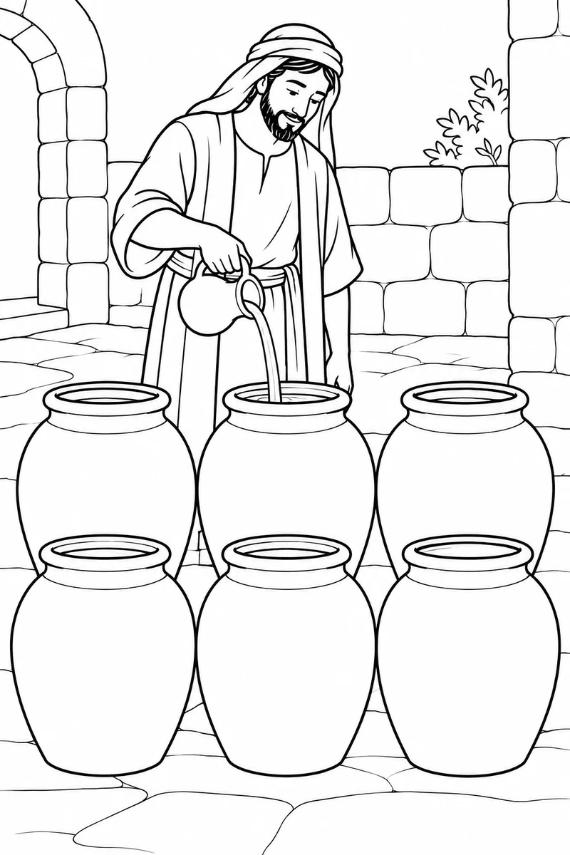 Filling the six stone jars