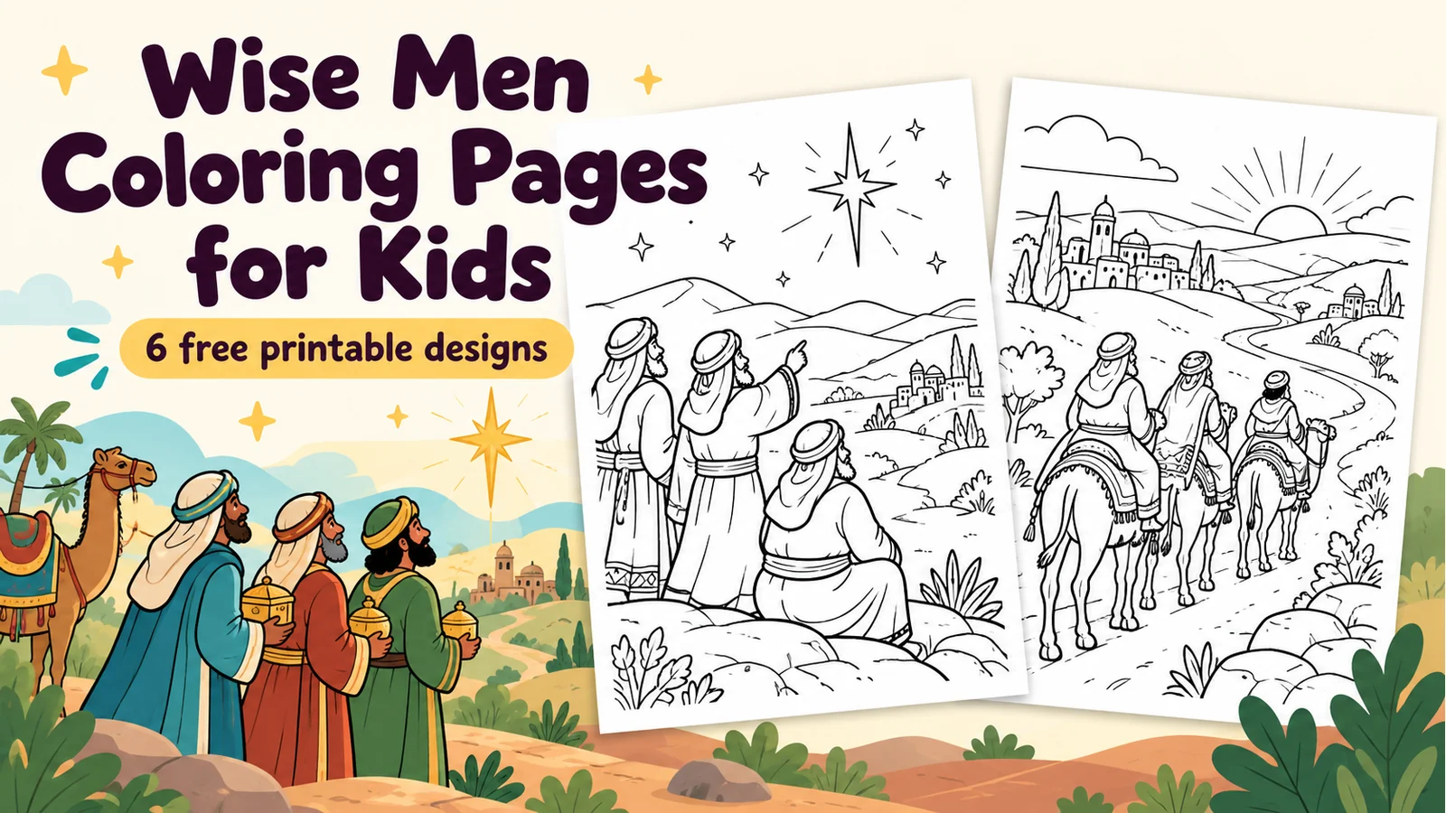 A preview of Wise Men Coloring Pages for Kids