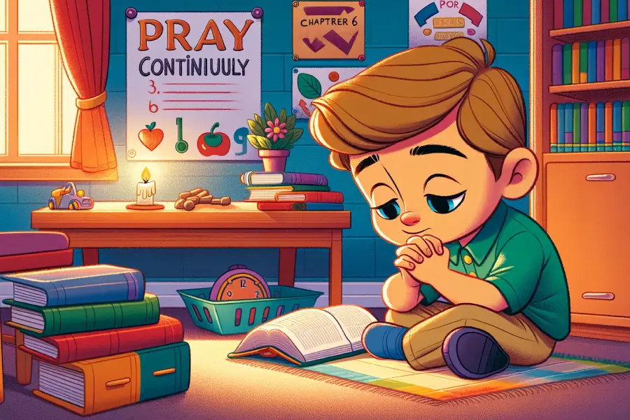 10 Bible Promises for Kids: A Children's Story Adventure 6 Teaching kids to pray - Bible promise about prayer 1 Thessalonians 5:17