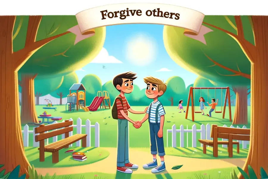 10 Bible Promises for Kids: A Children's Story Adventure 8 Kids learning about forgiveness - Bible promise Colossians 3:13 for children