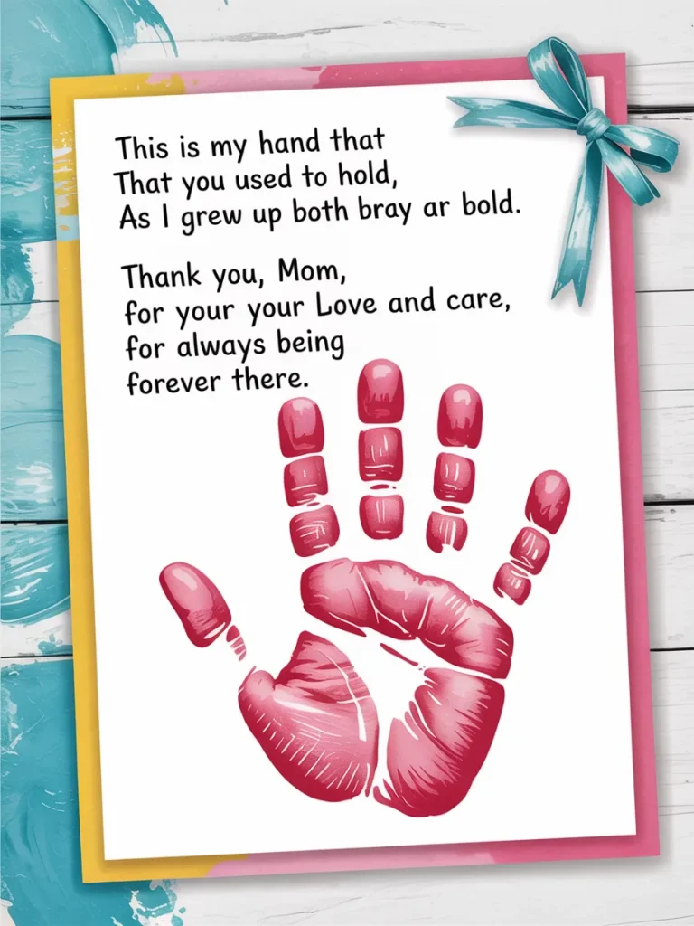 16 Easy Mother's Day Craft Ideas for 10-Year-Olds 3 Handprint Poem card