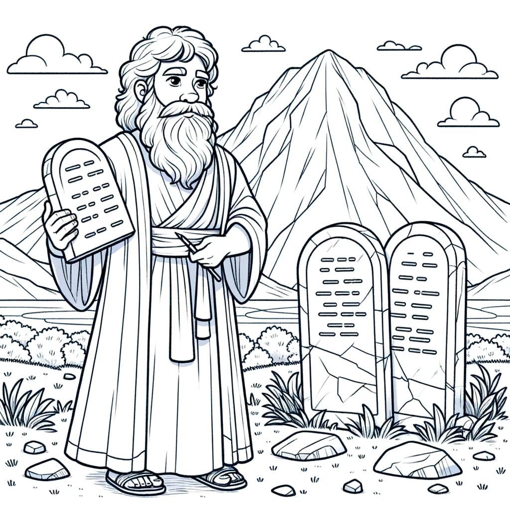 The Story of Moses and the Ten Commandments 5 Moses and the Ten Commandments Coloring Page