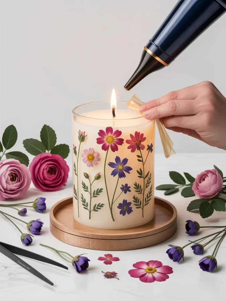 16 Easy Mother's Day Craft Ideas for 10-Year-Olds 8 Pressed Flower Candle