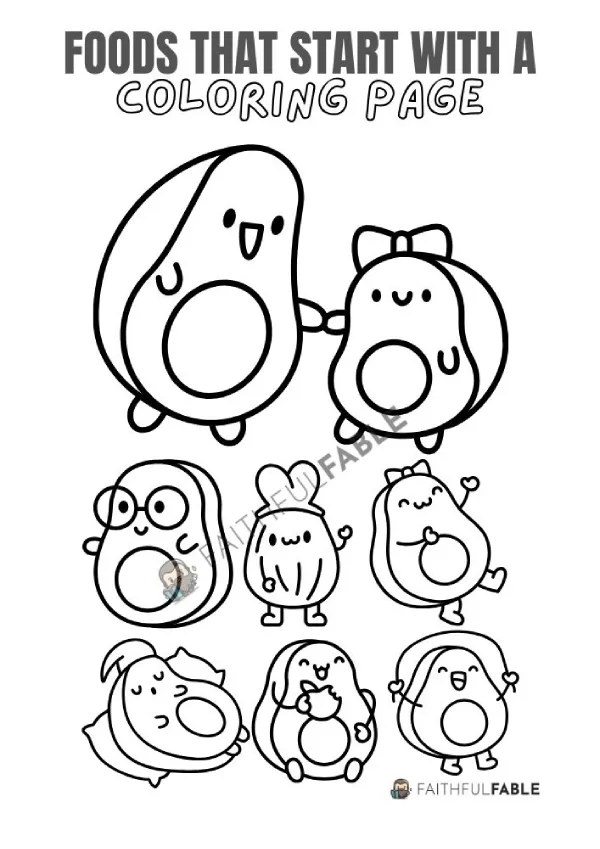 foods that start with A Coloring Page 2