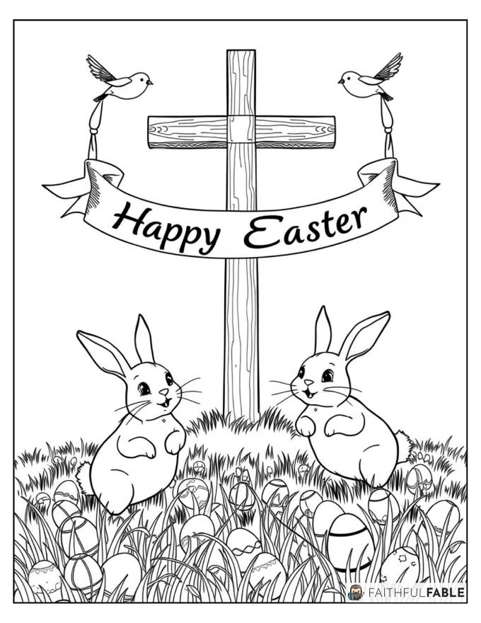 Happy Easter Banner with Cross