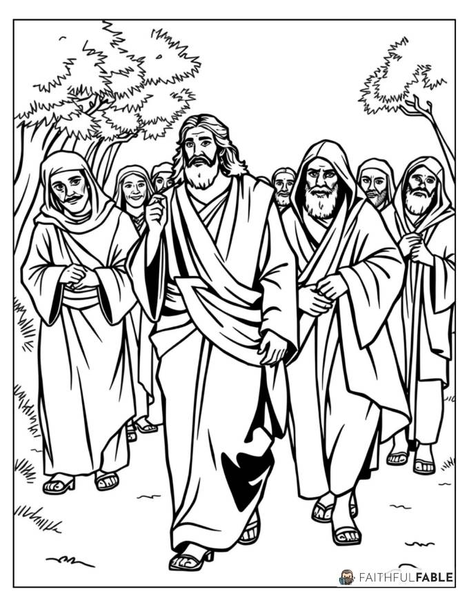 Jesus walks with disciples
