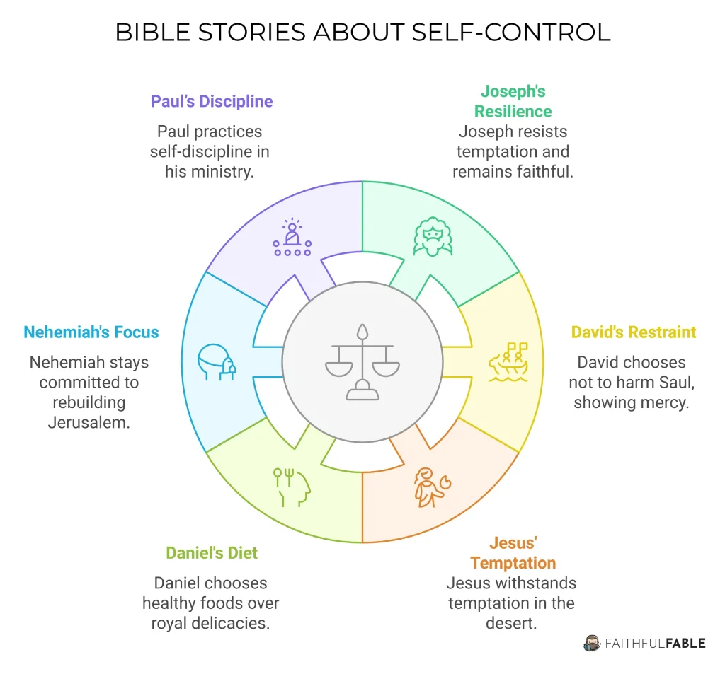 6 Bible Stories About Self Control: Bible Heroes Who Practiced Self-Control 2 Bible stories about self control Inforgraphics