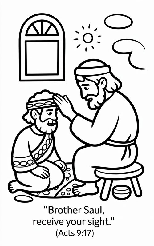 5 Saul on the Road to Damascus - Coloring Pages 5 Ananias Visits Saul