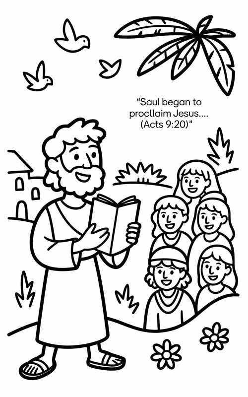 5 Saul on the Road to Damascus - Coloring Pages 6 Saul Becomes Paul Sharing the Good News